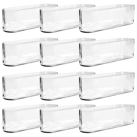 12 Pack: 13" Clear Oval Glass Vase by Ashland®